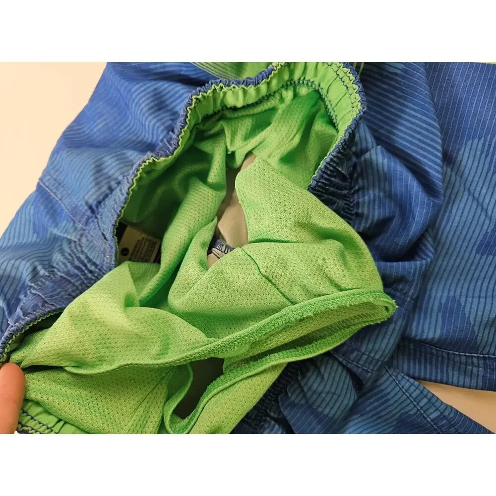 Nike Boys size Large L lined brief swim suit trunks blue green drawstring waist*